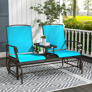 2-person rocking chair, garden bench, blue 