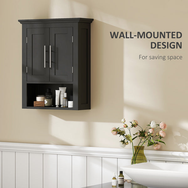 Toilet storage cabinet with shelf, black