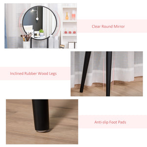 Dressing table with stool, drawers and shelf, white and black