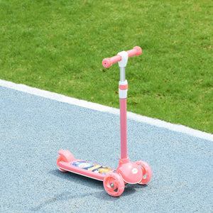 3-wheel scooter, adjustable height, rear brake, LED lighting, TPE handlebar, pink 