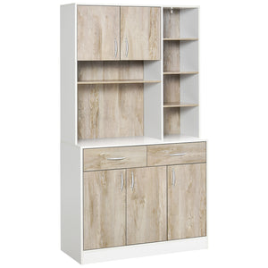 Kitchen sideboard with multiple storage, white and beige