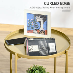 2-Tier Gold Side Table