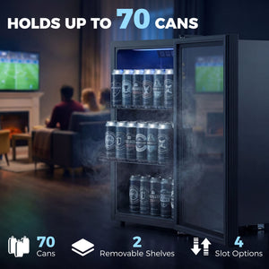 68 L Beverage Refrigerator, 70 Cans, Black