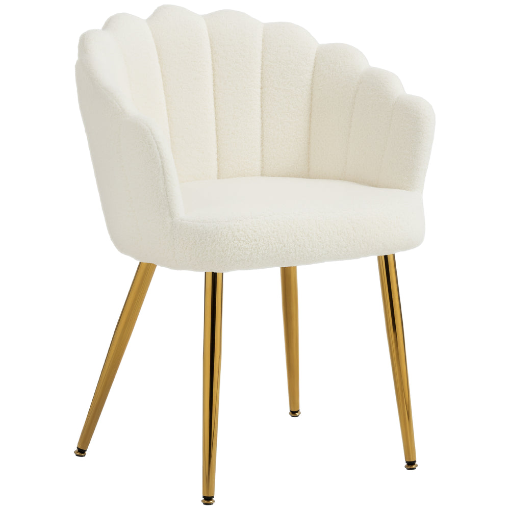 Accent chair, petal back, modern style, metal legs, cream color