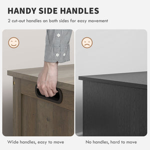 Storage chest with 2 safety hinges and side handles, aged gray