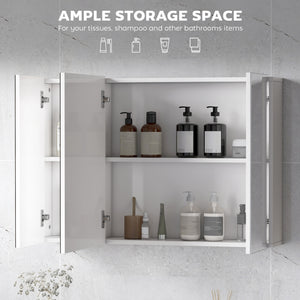 Medicine cabinet with mirror, 3 doors and adjustable shelves, white