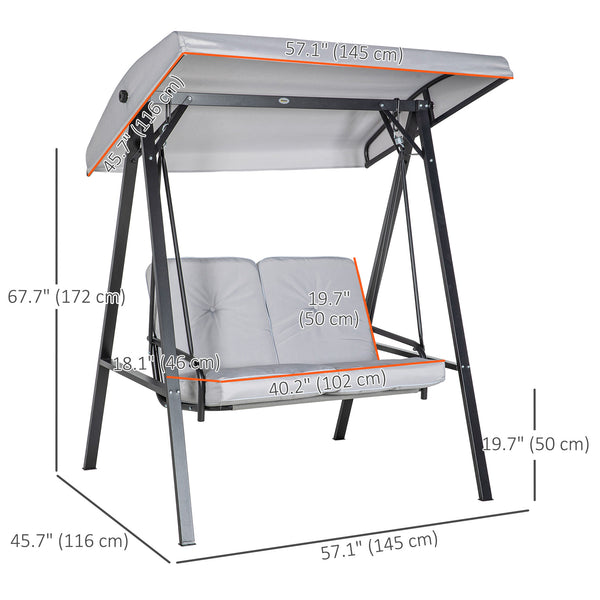 2-seater swing with adjustable canopy, grey