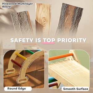 Pikler 5-in-1 Triangle Set with Ladder, Ramp and Arch, Multi-Color