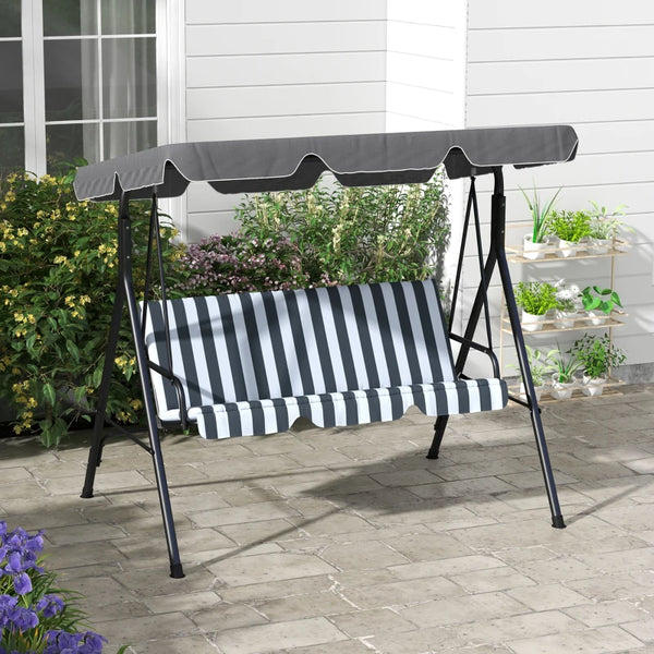 3-seater swing with adjustable canopy, grey and white