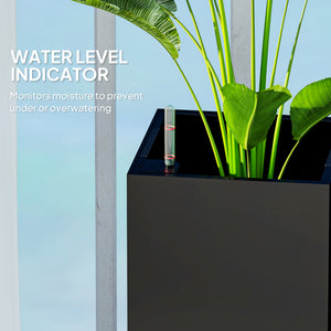 Set of 2 planters with water level indicator, black