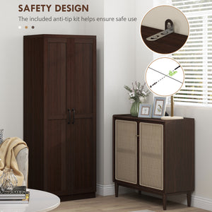 5-Tier Pantry with Adjustable Doors and Shelves, Dark Brown