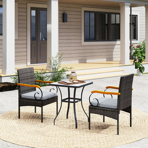 Set of 2 rattan garden chairs, light grey