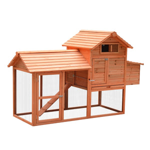 Wooden chicken coop, hutch, poultry cage, garden enclosure with kennel