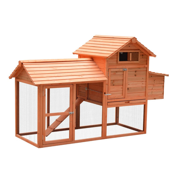 Wooden chicken coop, hutch, poultry cage, garden enclosure with kennel