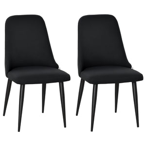 Set of 2 black upholstered fabric chairs
