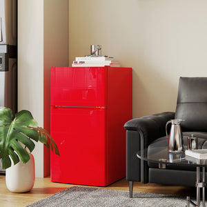 3.2 cu. ft. Compact Refrigerator, Mini Fridge with Freezer, Adjustable Shelves and Reversible Doors, Red