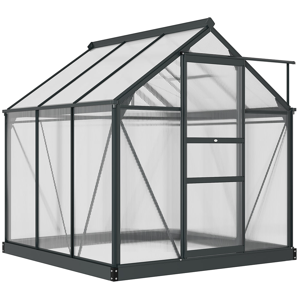 Garden greenhouse with sliding door, grey
