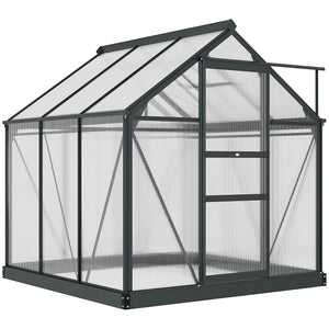 Garden greenhouse with sliding door, grey