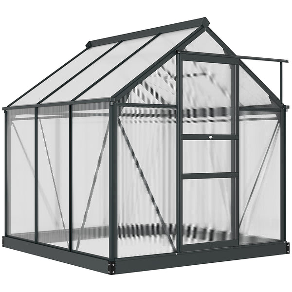 Garden greenhouse with sliding door, grey