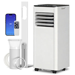 10,000 BTU Portable Air Conditioner, with Dehumidifier, Fan, and Wi-Fi Voice Remote Control, for Rooms up to 441 Sq Ft (41 m²).