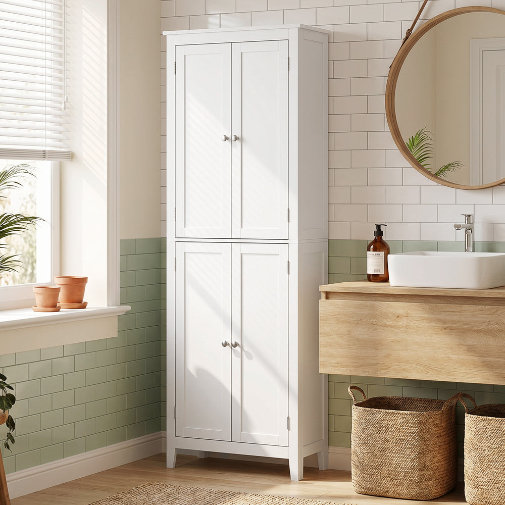67-inch Bathroom Cabinet with Adjustable Shelves, White