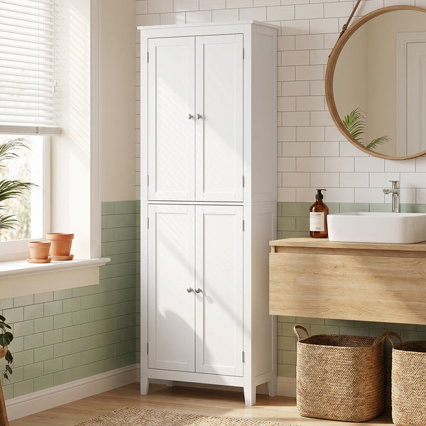 67-inch Bathroom Cabinet with Adjustable Shelves, White
