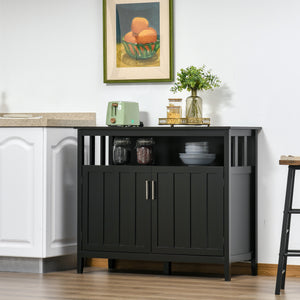 Buffet with 2 doors and adjustable shelves for kitchen and dining room, black