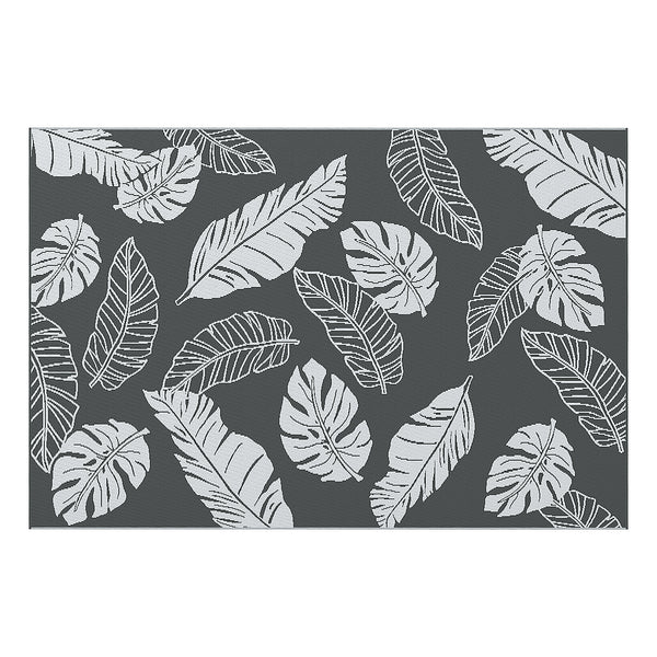 Reversible Outdoor Patio Rug, 6' x 9' Plastic Mat for Garden, Patio, Beach, Camping, Gray and White