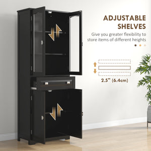 Kitchen cabinet with adjustable shelves, black