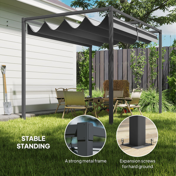 7 x 10 pergola with retractable roof, grey