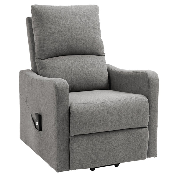 Electric Lift-Up Fabric Recliner Chair with Remote Control and Side Pocket, Grey