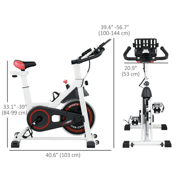 Adjustable Upright Exercise Bike with LCD Display, Adjustable Resistance, White