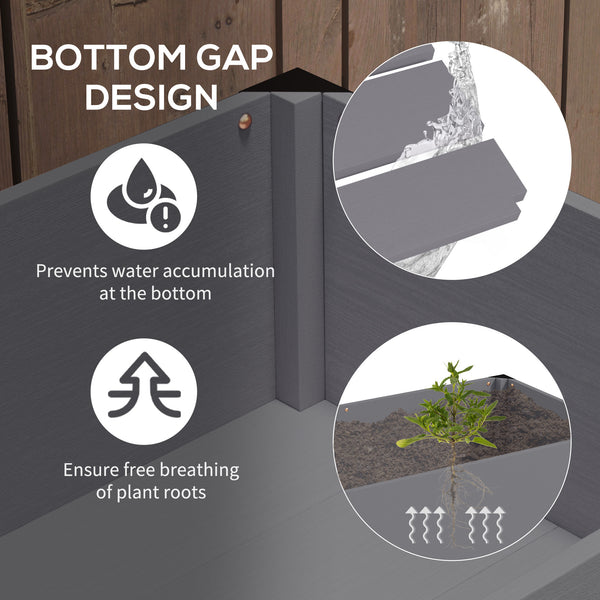 Raised Bed with Legs, Metal and Wood Frame for Garden and Patio, Grey