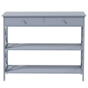 Modern entrance console with 2 drawers and 2 shelves, gray