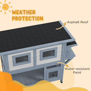 Two-level house with exit door and jumping platform, light grey