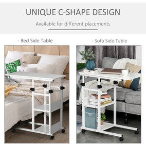 Height Adjustable Standing Desk with Casters, White