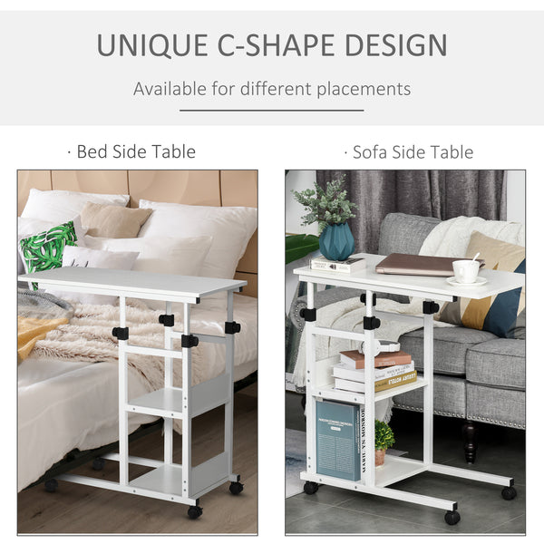 Height Adjustable Standing Desk with Casters, White