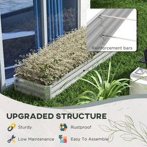 Raised galvanized steel planter with vegetable stakes, silver 