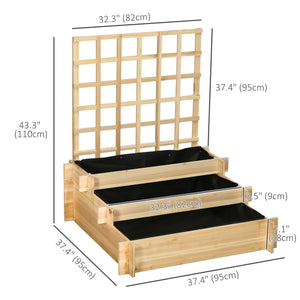 Raised wooden planter with trellis