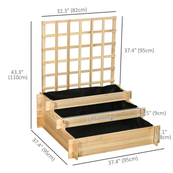 Raised wooden planter with trellis