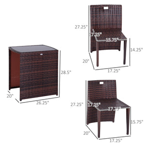 3-piece outdoor dining set in woven resin