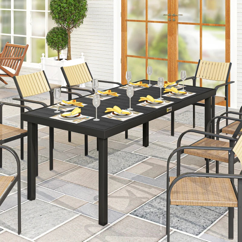 Rectangular aluminum garden table, black