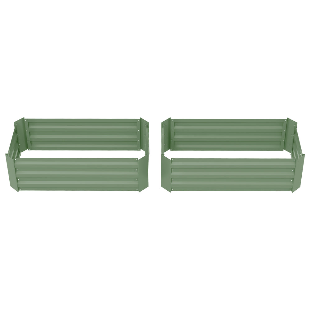 Set of 2 raised steel planters, green