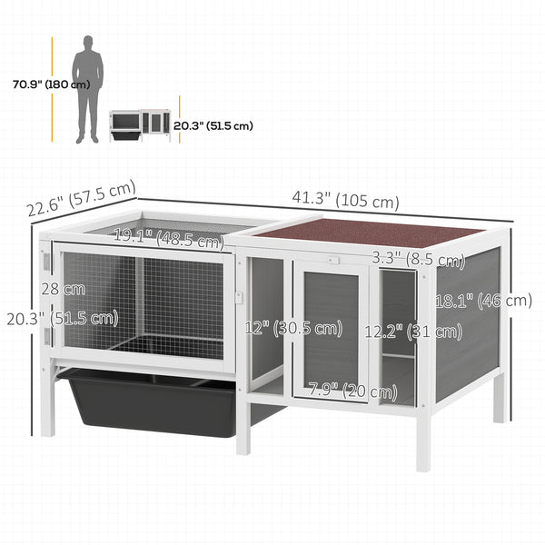Hutch with run, opening roof, removable drawer and ramp