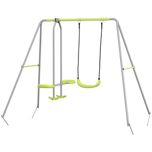 Sturdy metal module with glider and swing, green