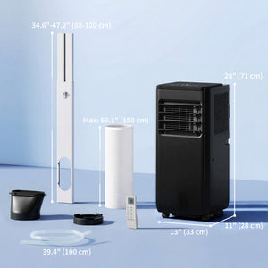4-in-1 Portable Air Conditioner, 8000 BTU with Cooling, Dehumidifying, Fan, Sleep Mode, Wi-Fi Voice Remote Control, Black