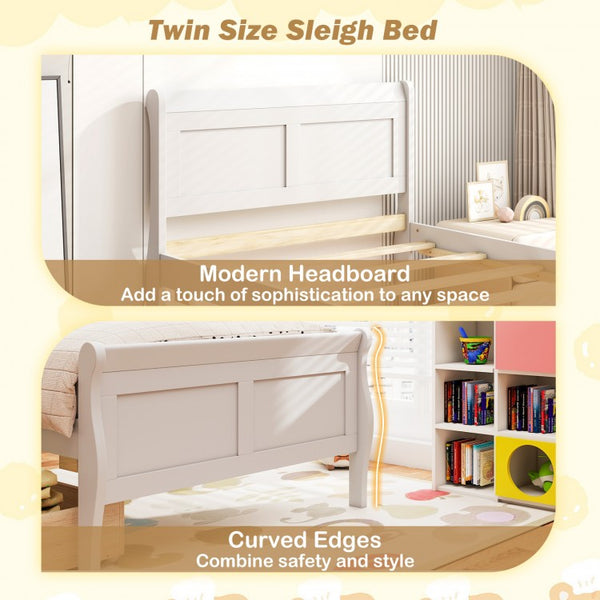 Single bed with 2 storage drawers, wooden platform bed frame