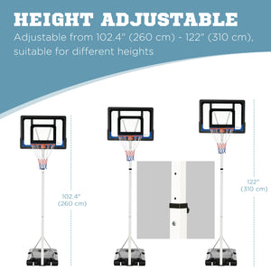 Adjustable basketball hoop with sturdy backboard and weighted base