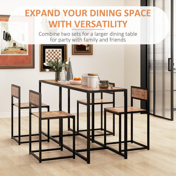 Industrial style dining table and chairs set, for 2 people, ideal for small spaces.