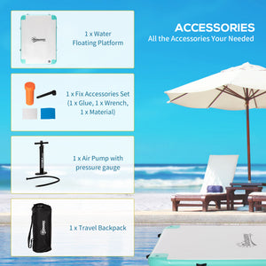 Floating dock with air pump and backpack